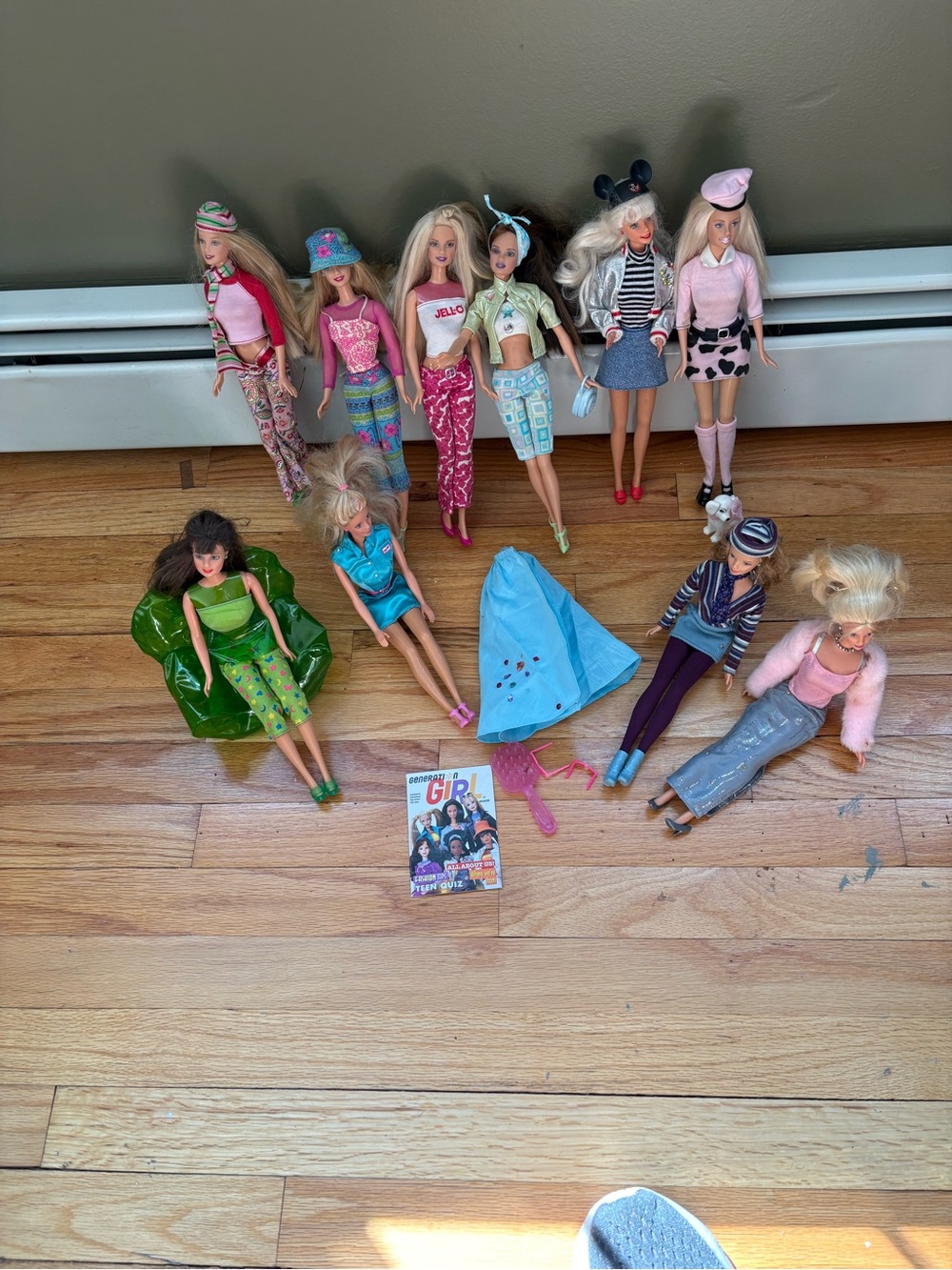 Mattel Barbie Doll Lot with Pink, Blue, Green Outfits